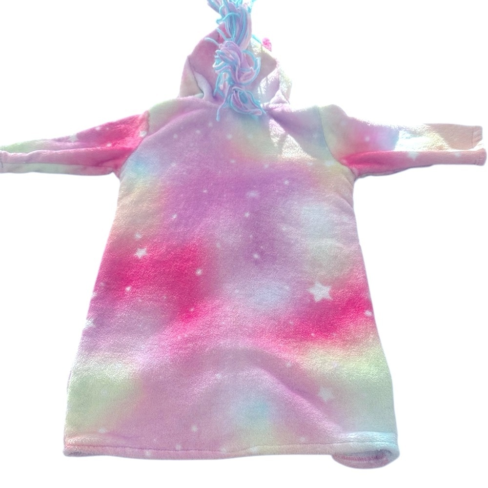 Rainbow Unicorn Toddler Bathrobe Cozy Plush Fabric Size 12-18M - Picture 2 of 3